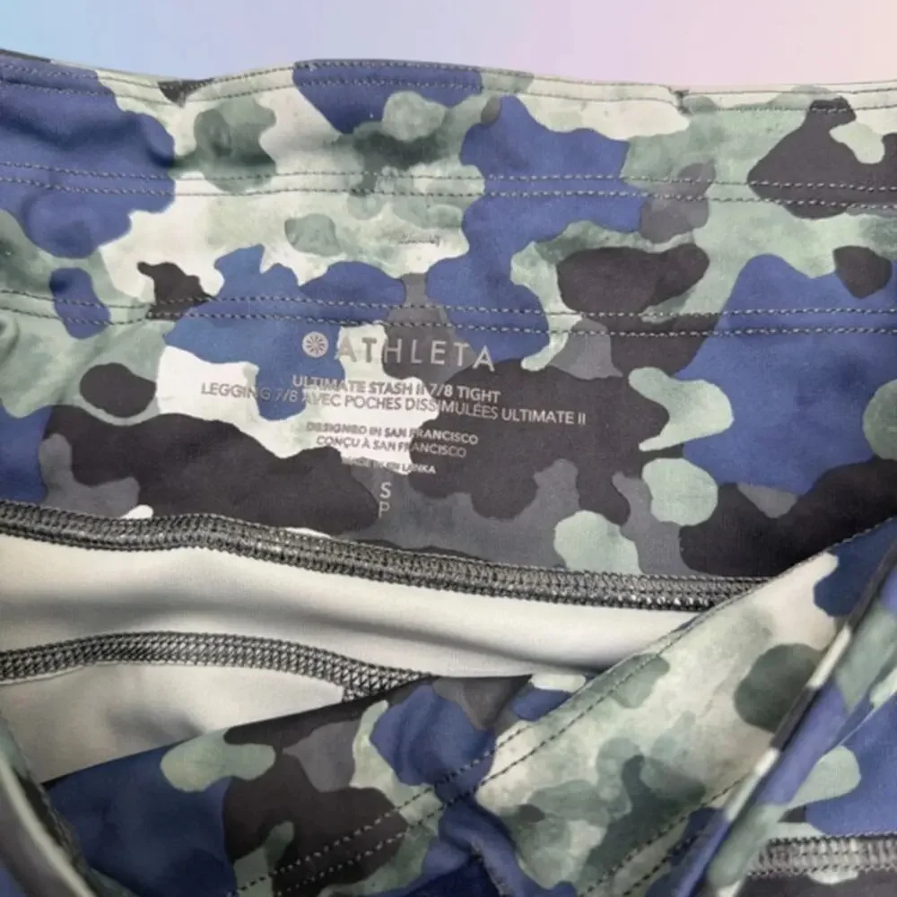Athleta Women’s Small Blue Camo Leggings Ultimate Stash II